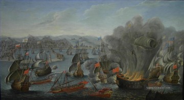 Combate Naval De Palermo 1676 Pierre Puget Sea Warfare Ölgemälde